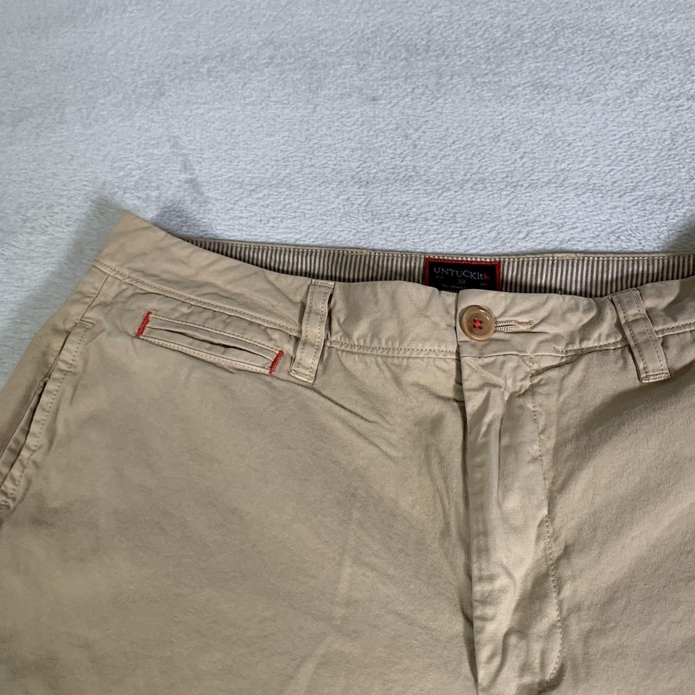 UNTUCKit Adler Shorts Mens 32 Khaki Chino 100%‎ Pima Cotton Flat Front 9" Inseam - Picture 2 of 12